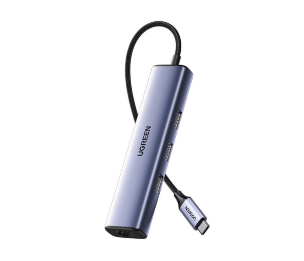 UGREEN Adapter CM475 Hub USB-C do 3x USB 3.0 RJ45 USB-C PD szary - 1488901 - zdjęcie